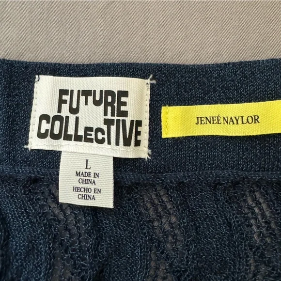 Future Collective skirt women large cotton blend sheer knit midi length blue - Picture 4 of 8